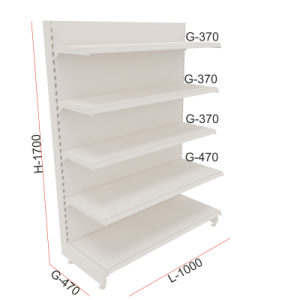 Regały sklepowy przyścienny P170C wymiary L100 (Niestandardowy).png