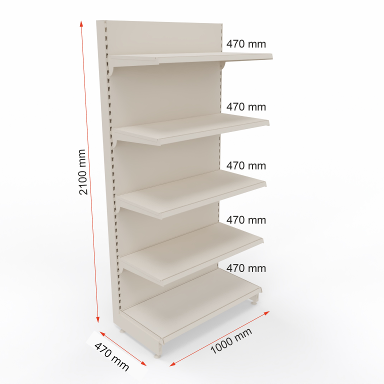 Regały sklepowy przyścienny P210E wymiary L100 (Średni).png