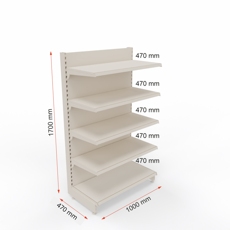 Regały sklepowy przyścienny P170E wymiary L100 (Średni).png