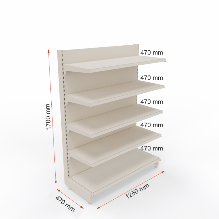 Regały sklepowy przyścienny P170E wymiary L125 (Średni).png