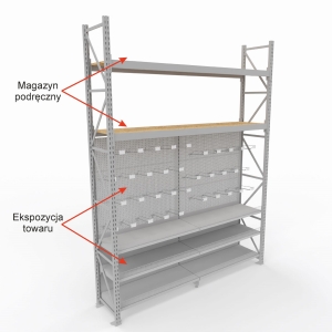 Regał na akcesoria łazienkowe H-3400 G-600 L-2500 3 perf + 3 półki opis 2.jpg