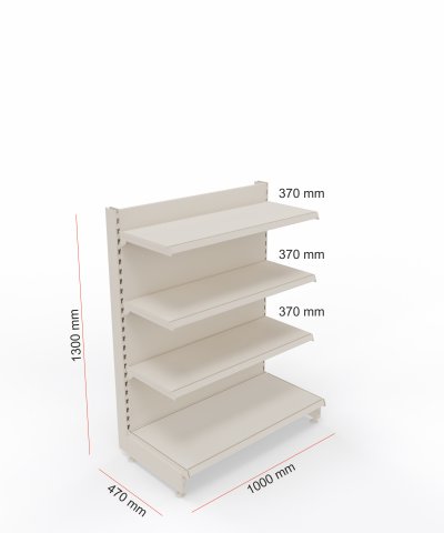 Regały sklepowy przyścienny P130B wymiary L100 (Niestandardowy).png